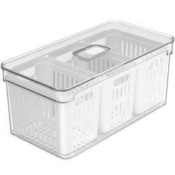 Kit 2 Organizadores de Geladeira 5l Clear Fresh 3 Cestos ou Cozinha Frutas Legumes - 2