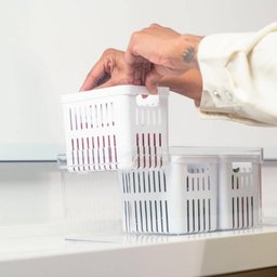 Kit 2 Organizadores de Geladeira 5l Clear Fresh 3 Cestos ou Cozinha Frutas Legumes - 6