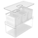 Ver imagem 4 de Kit 2 Organizadores de Geladeira 5l Clear Fresh 3 Cestos ou Cozinha Frutas Legumes