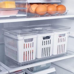 Kit 2 Organizadores de Geladeira 5l Clear Fresh 3 Cestos ou Cozinha Frutas Legumes - 3