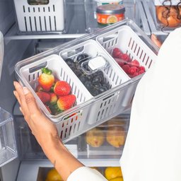 Kit 2 Organizadores de Geladeira 5l Clear Fresh 3 Cestos ou Cozinha Frutas Legumes - 7