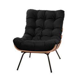 Poltrona Costela com Puff Suede Preto - Zahav Estofados - 3