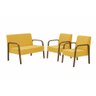 Conjunto Luna 1 Poltrona 2 Lugares e 2 poltronas de 1 lugar Braço Madeira D Salla Suede Amarelo - 1