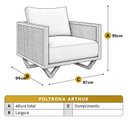 Ver imagem 3 de Poltrona para Sala de Estar Madeira Maciça Palha Rattan Arthur Preto