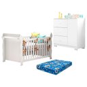 Ver imagem 2 de Berço Americano Lara e Cômoda Infantil Duda Branco Brilho com Colchão Ortobom – Phoenix Baby
