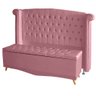 Kit de Quarto Cabeceira de Cama Box e Calçadeira Baú Toquio Casal 140 Cm Suede Rosa Bebê Ec Móveis - 1