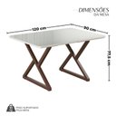 Ver imagem 3 de Mesa para Sala de Jantar Retangular 120x90cm MDF com Vidro Império Branco/Marrom/Off White