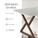 Ver mais imagens de Mesa para Sala de Jantar Retangular 120x90cm MDF com Vidro Império Branco/Marrom/Off White