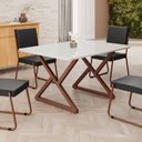 Ver imagem 2 de Mesa para Sala de Jantar Retangular 120x90cm MDF com Vidro Império Branco/Marrom/Off White