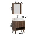 Ver imagem 2 de Gabinete para Banheiro 62cm com Cuba em Marmorite e Espelheira Marrom/Ameixa/Atenna