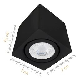Kit 10 Spot Sobrepor Teto Beiral para Lâmpada Dicroica Preto Direcionável + 10 Lâmpadas Cor:preto - - 3