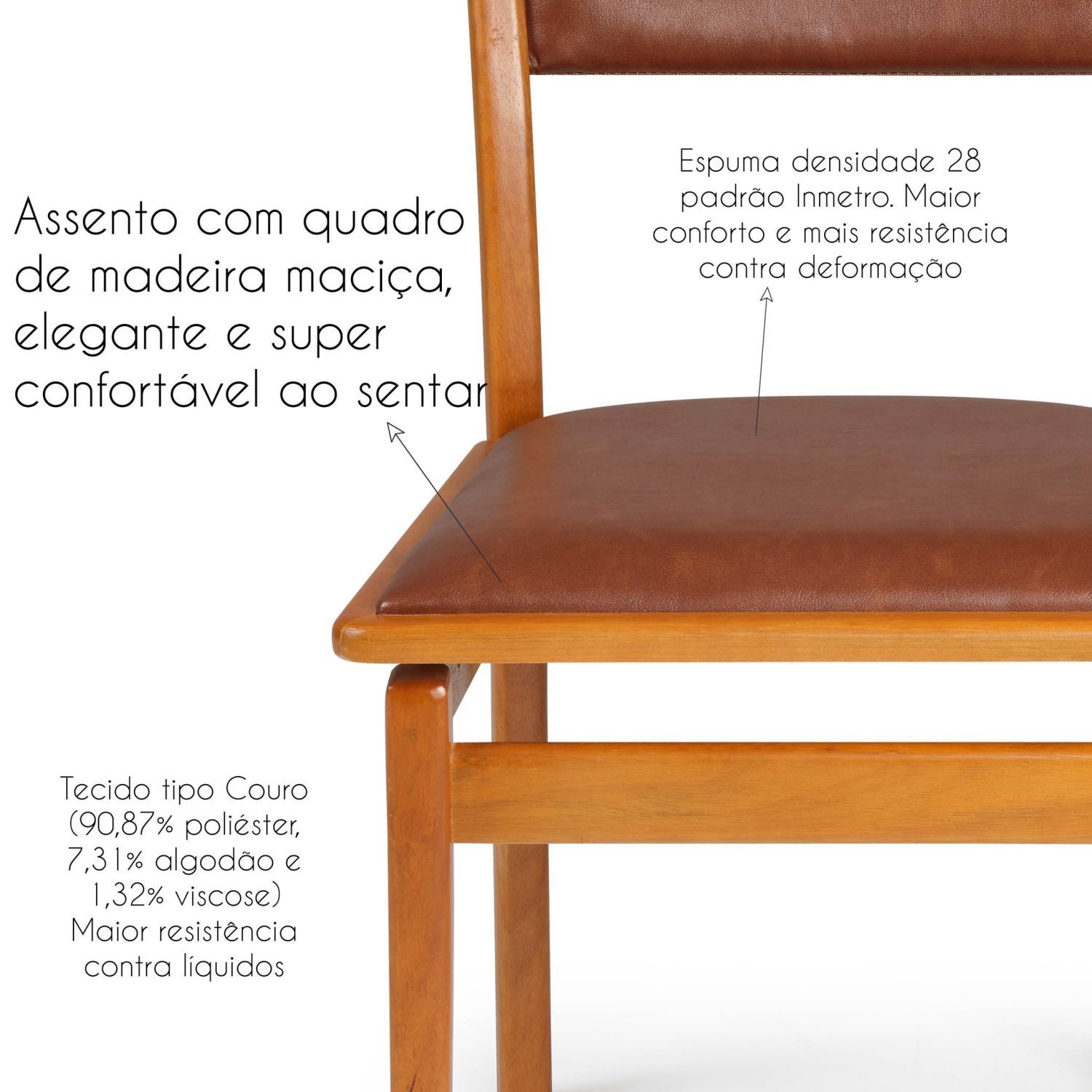 Kit 2 Cadeiras Madeira Maciça Encosto e Assento Estofado Chade - 10