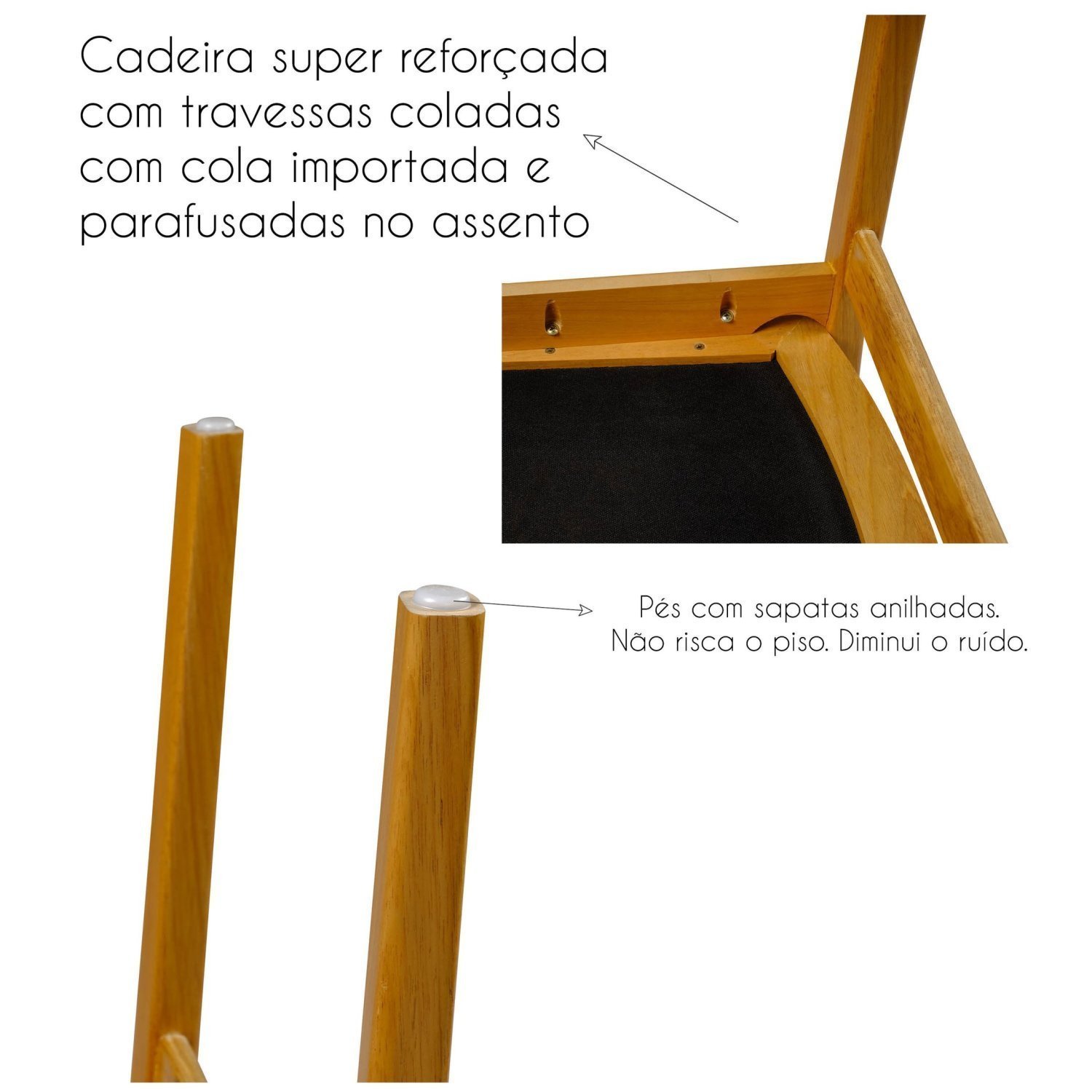 Kit 2 Cadeiras Madeira Maciça Encosto e Assento Estofado Chade - 12