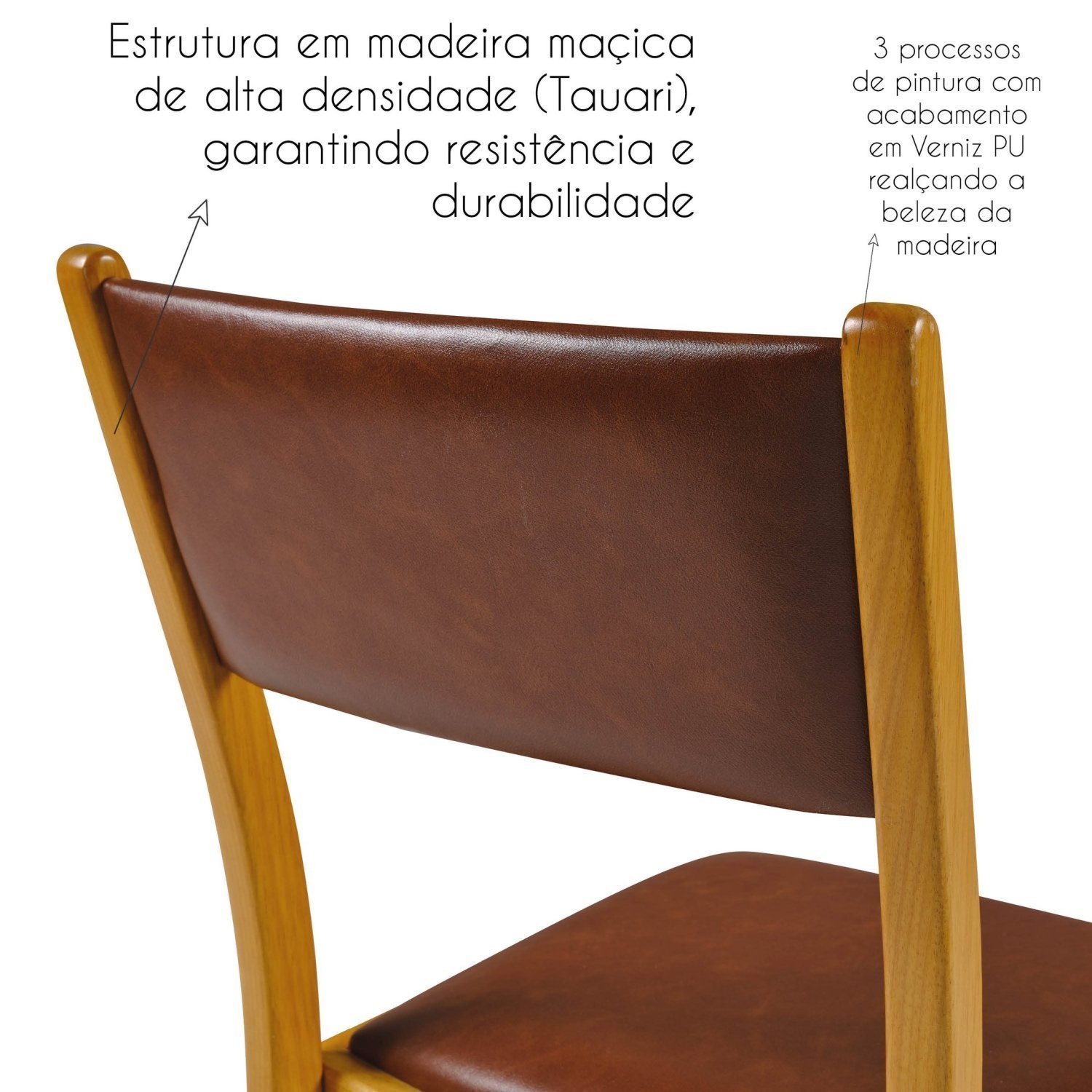Kit 2 Cadeiras Madeira Maciça Encosto e Assento Estofado Chade - 9