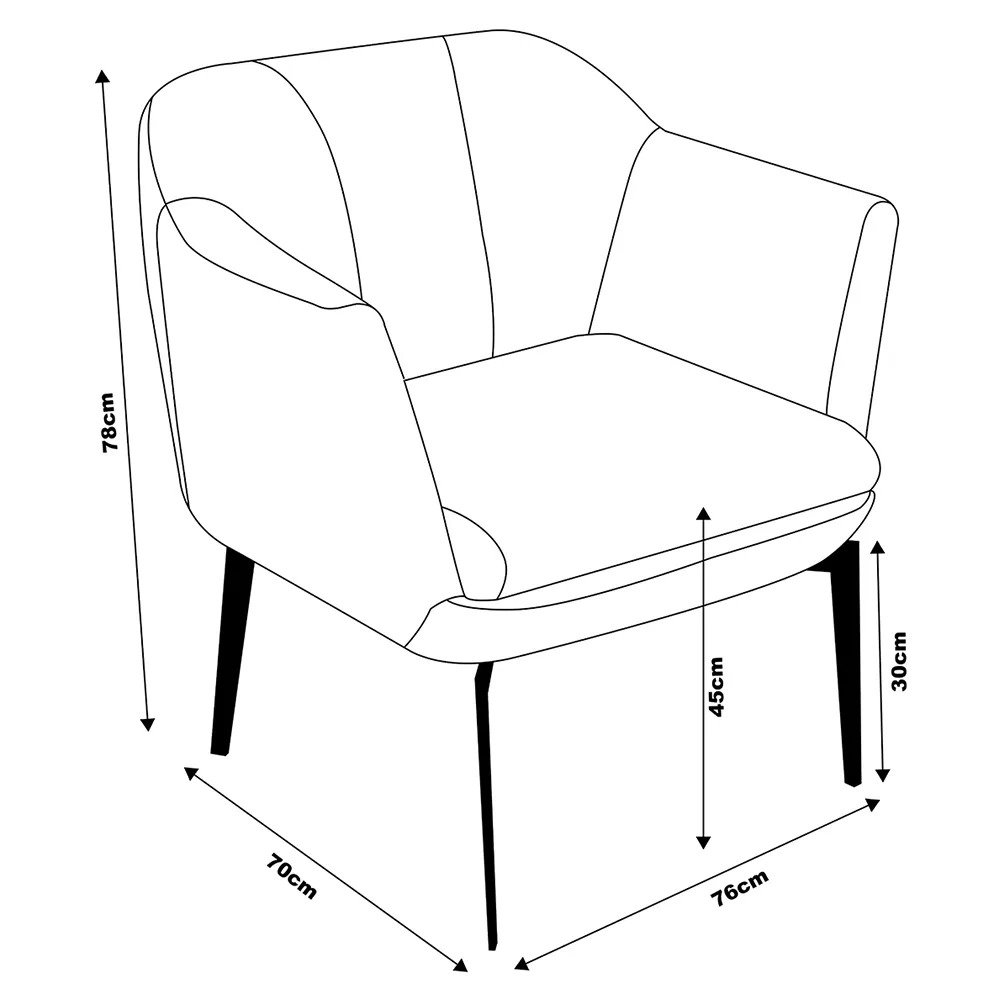 Poltrona Decorativa Cristie Couro Bege- Touro e Cia - 7