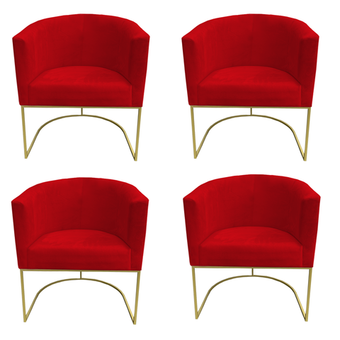 Kit 04 Poltronas Paola Sued Vermelho - D'Classe Decor