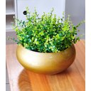 Ver imagem 5 de Arranjo de Folhagem Verde Artificial no Vaso Dourado Luxo