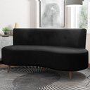 Ver imagem 1 de Sofá Living 3 Lugares 160cm Aang Pés Palito Veludo Preto G33 - Gran Belo