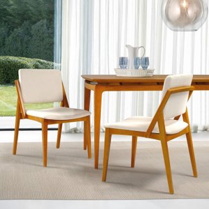 Kit 2 Cadeiras Madeira Maciça Encosto e Assento Estofado Uganda