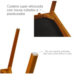 Kit 4 Cadeiras Madeira Maciça Encosto e Assento Estofado Uganda - 11