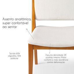 Kit 4 Cadeiras Madeira Maciça Encosto e Assento Estofado Uganda - 9