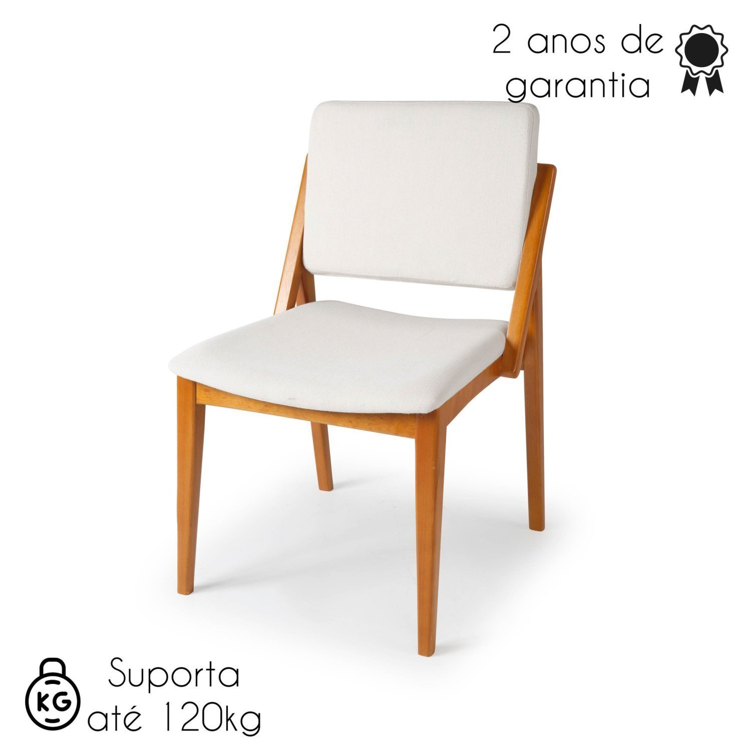 Kit 4 Cadeiras Madeira Maciça Encosto e Assento Estofado Uganda - 12