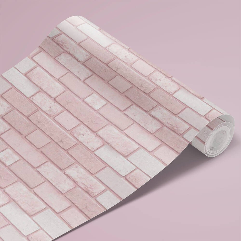 Papel de Parede Tijolos Rosa Arte Destaque 1,50 Metros - 3