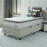 Cama Box Baú Colchão Solteiro Molas Ensacadas City Pillow Top 88x188x64cm Branco / Bege Hellen - 1