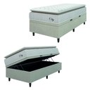 Ver imagem 3 de Cama Box Baú Colchão Solteiro Molas Ensacadas City Pillow Top 88x188x64cm Branco / Bege Hellen