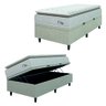 Cama Box Baú Colchão Solteiro Molas Ensacadas City Pillow Top 88x188x64cm Branco / Bege Hellen - 3