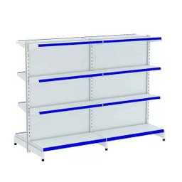 Gondola Centro 1,42m Amapá Flex Kit 2 Metros Branco Porta Etiqueta Azul - 2208 - 1