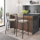 Ver imagem 1 de Kit 2 Banquetas Altas para Cozinha Vintage Bege/Preto/Off White