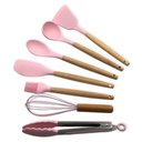 Ver imagem 1 de Conjunto de Utensilios Silicone 8 Peças - Rosa