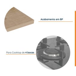 Tampo para Cooktop 4 Bocas 80cm Arizona Cabecasa Madeiramadeira - 4