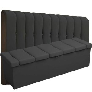 Kit Cabeceira Kiara+ Calçadeira Kiara Queen 160 CM Suede Preto - D A Decor