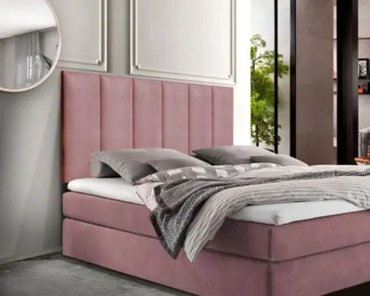 Cabeceira Estofada Casal 1,40cm Rosa Veludo Pérola Quarto Decoração Lisa - 2