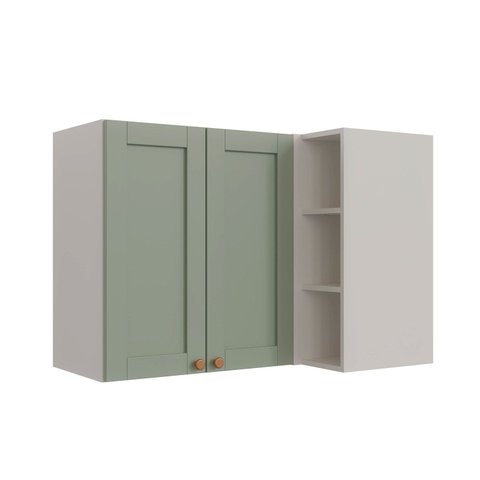 Armário Aéreo de Canto Reto 2 Portas 3 Nichos Arizona CabeCasa MadeiraOriginals Verde/Branco/Menta