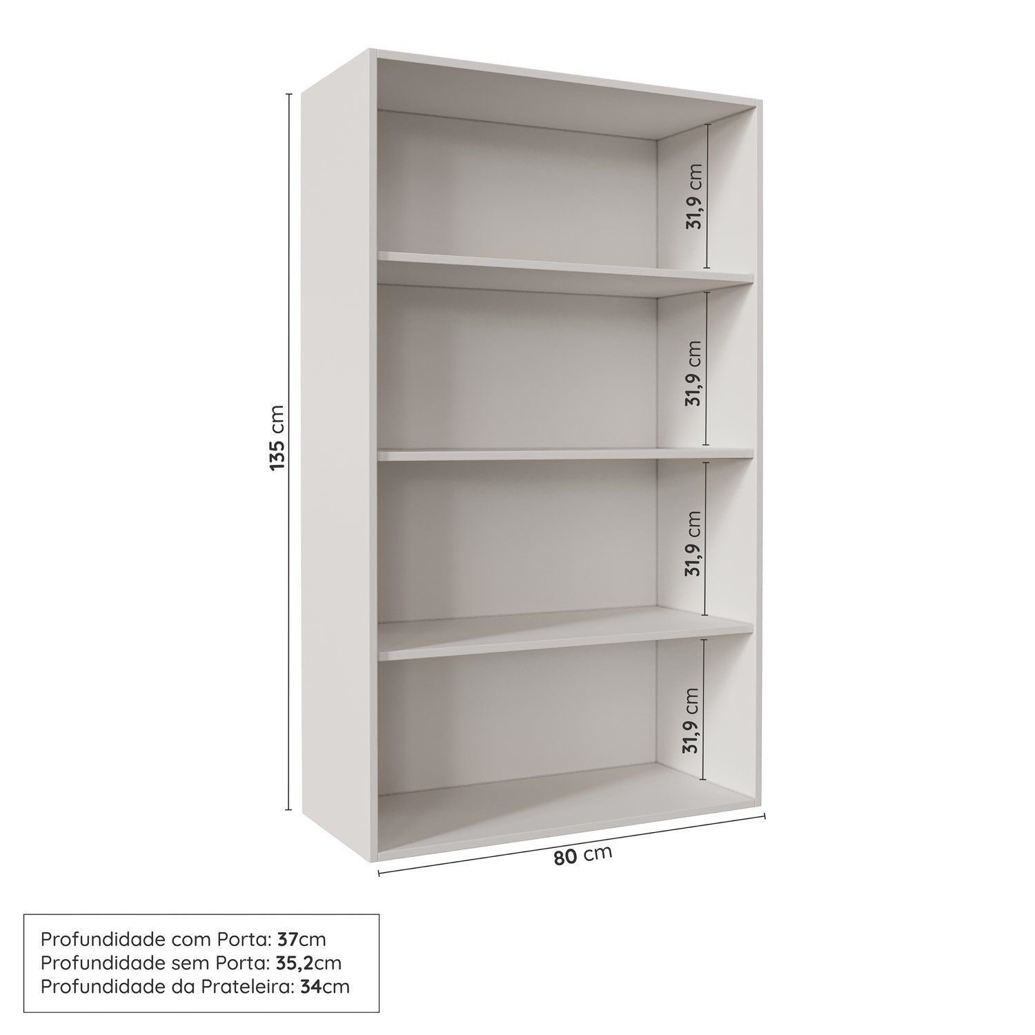 Armário Aéreo 2 Portas 135cm com Porta de Vidro Arizona Cabecasa Madeiramadeira - 2