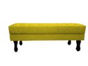 Ver imagem 3 de Recamier Luis Xv Capitonê Retrô 100cm Couro Amarelo Pés Madeira Ms Decor