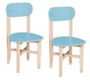 Ver imagem 1 de Kit 2 Cadeiras Colorê Infantil Assento e Encosto Azul Base em Madeira Maciça Pinus