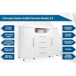 Cômoda Casal Master c/ 2 Portas 1 Nicho e 4 Gavetas Jatoba - Santos Andirá - 2 Cômoda Casal Master c/ 2 Portas 1 Nicho e 4 Gavetas Jatoba - Santos Andirá - 2