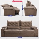 Ver imagem 3 de Sofá Retrátil e Reclinável 2,40m com Porta Copos e Molas Cosmos Velusoft Castor Cama Inbox