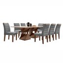 Ver imagem 2 de Conjunto Sala de Jantar Genova Tampo Vidro/MDF com 8 Cadeiras Smart Plus