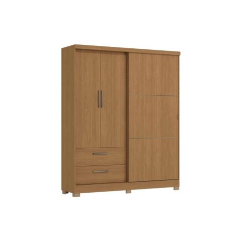 Guarda Roupa Casal 3 Portas (1 de Correr) e 2 Gavetas C533 Canela - Kappesberg
