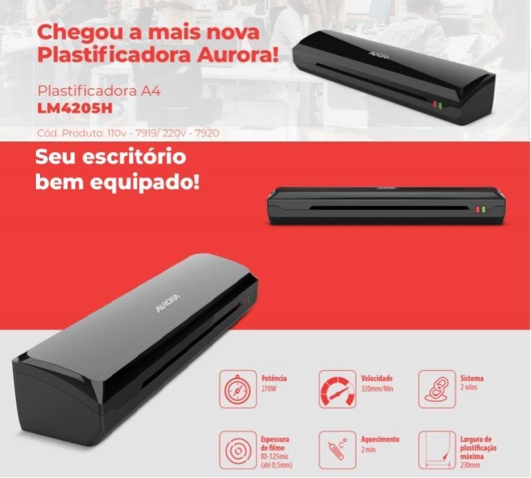 Kit Plastificadora Aurora A4 (220v)+polaseall 20 X A4 0.05mm - 4