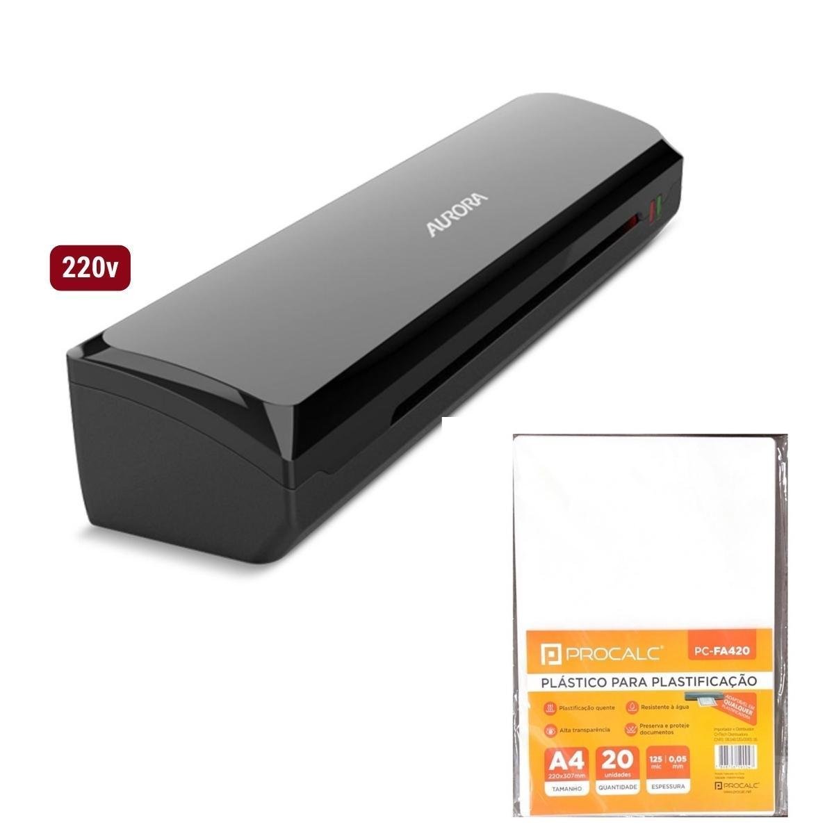 Kit Plastificadora Aurora A4 (220v)+polaseall 20 X A4 0.05mm - 2