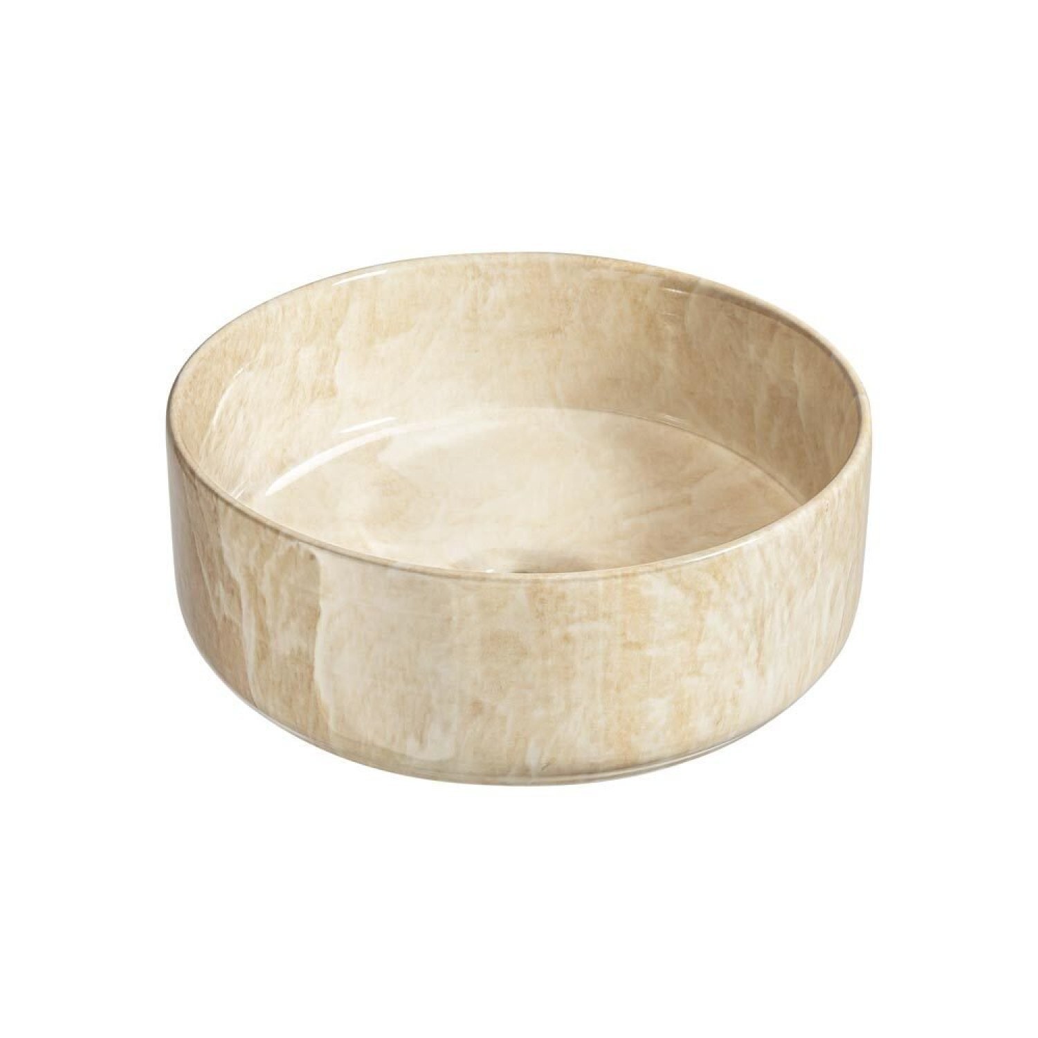 Cuba de Banheiro Louça Apoio Redonda 31cm Zara Mármore Travertino Bela Metais - 2
