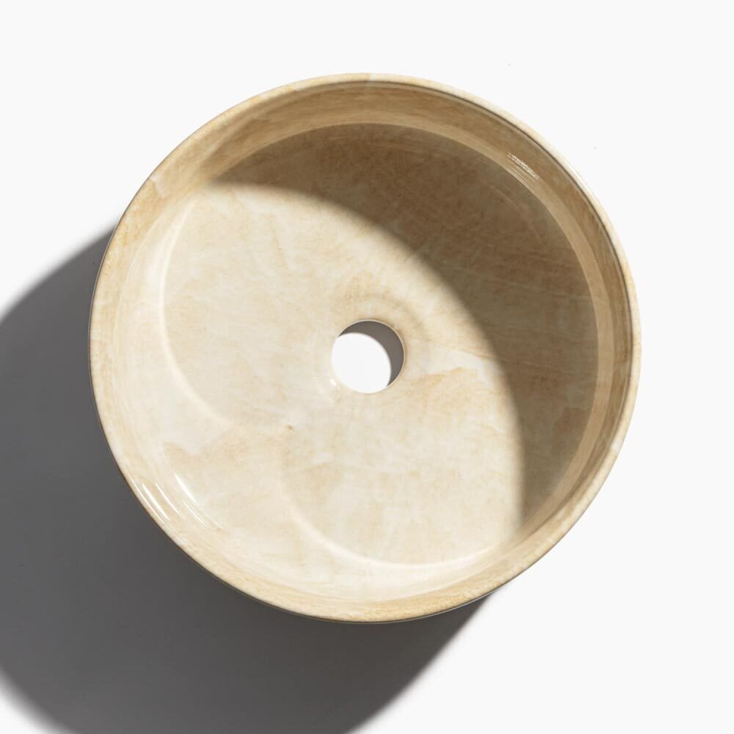 Cuba de Banheiro Louça Apoio Redonda 31cm Zara Mármore Travertino Bela Metais - 6