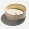 Cuba de Banheiro Louça Apoio Redonda 31cm Zara Mármore Travertino Bela Metais - 1