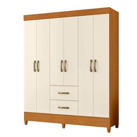Guarda Casal Roupa Mobi 06 Portas Cinamomo Off White - Móveis Albatroz